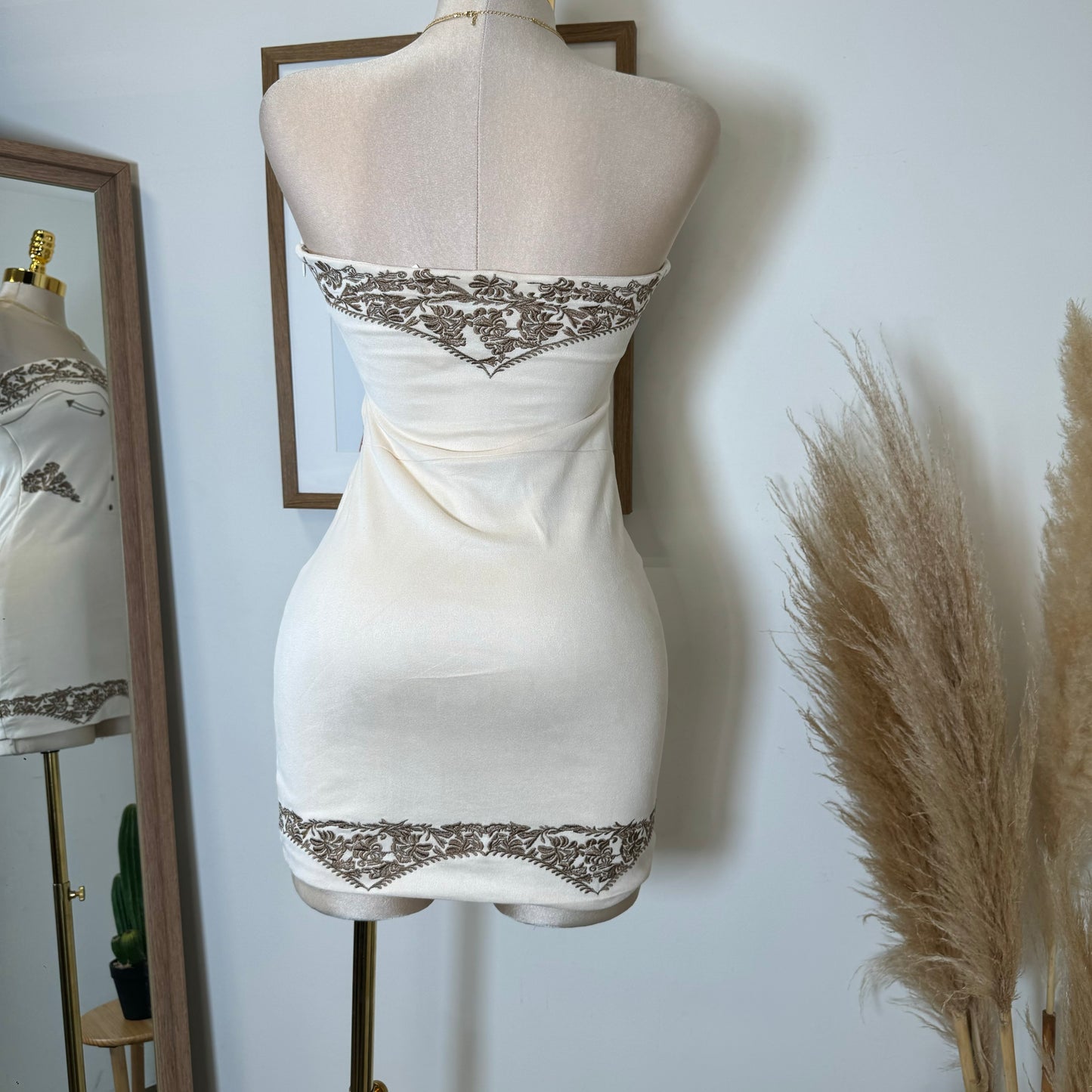 La Bota Suede Dress-Cream