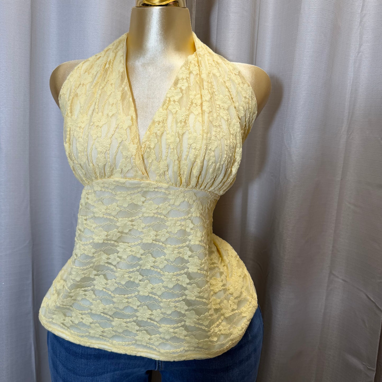 PL-Halter print Top-Yellow