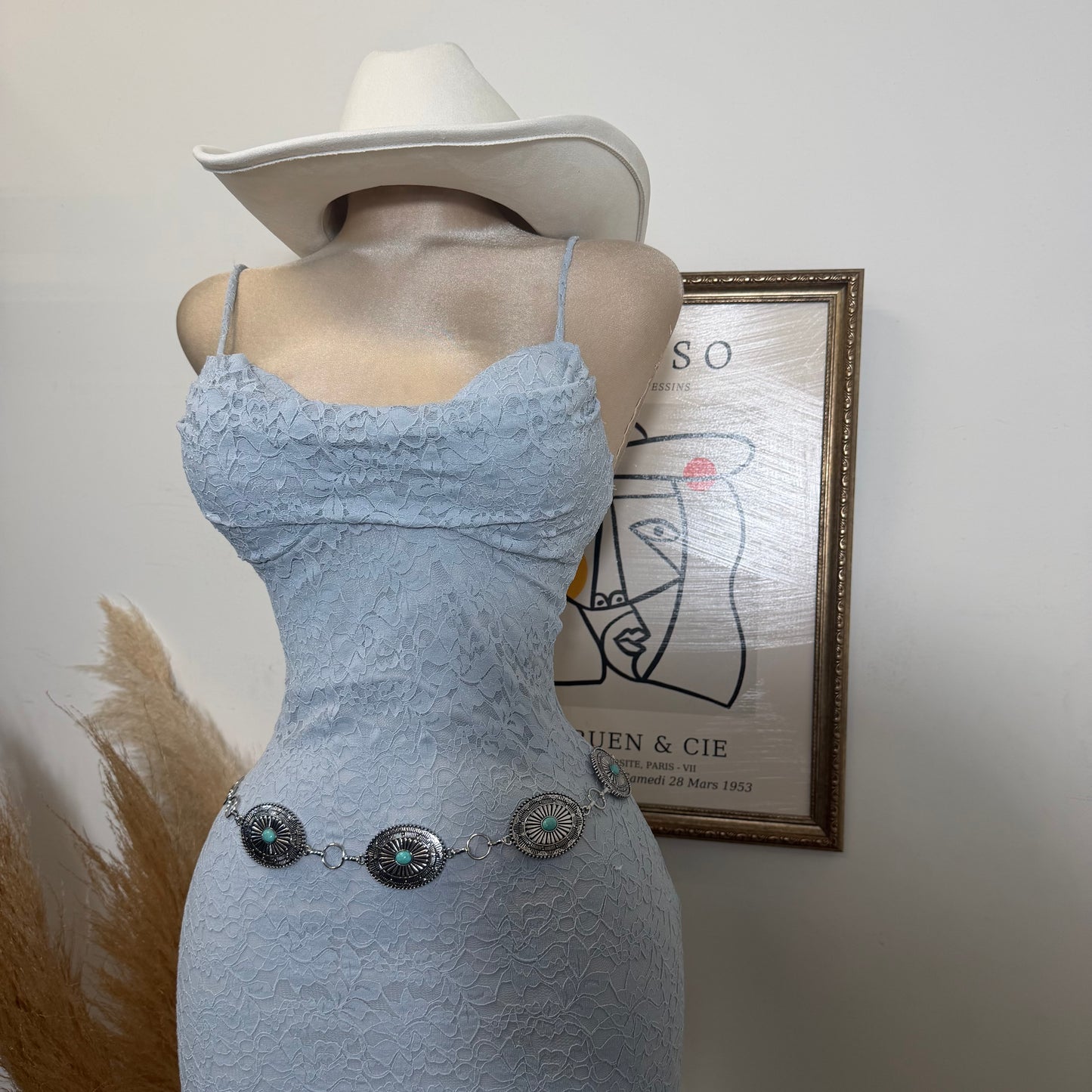 Mismaloya Lace Dress-Baby Blue