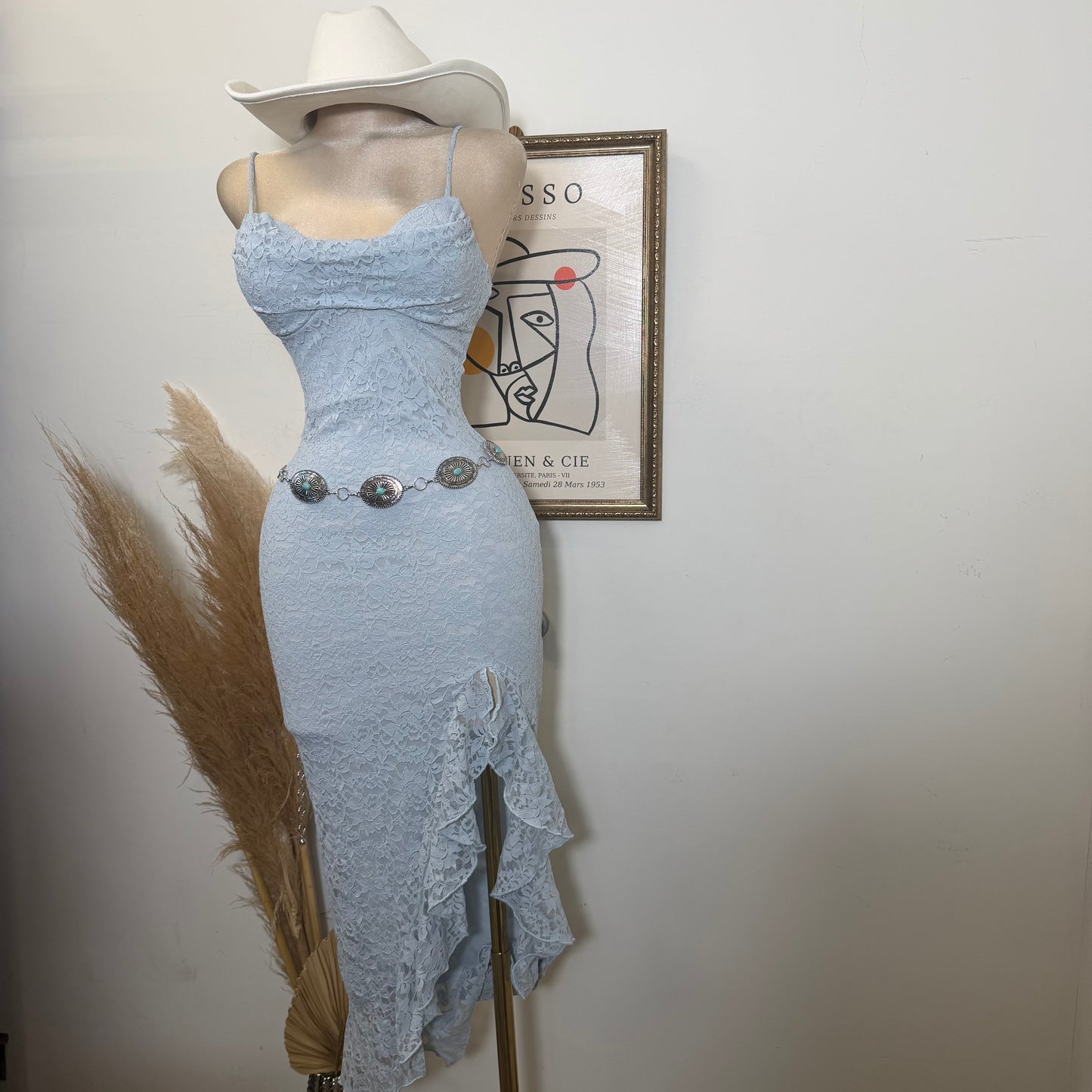 Mismaloya Lace Dress-Baby Blue