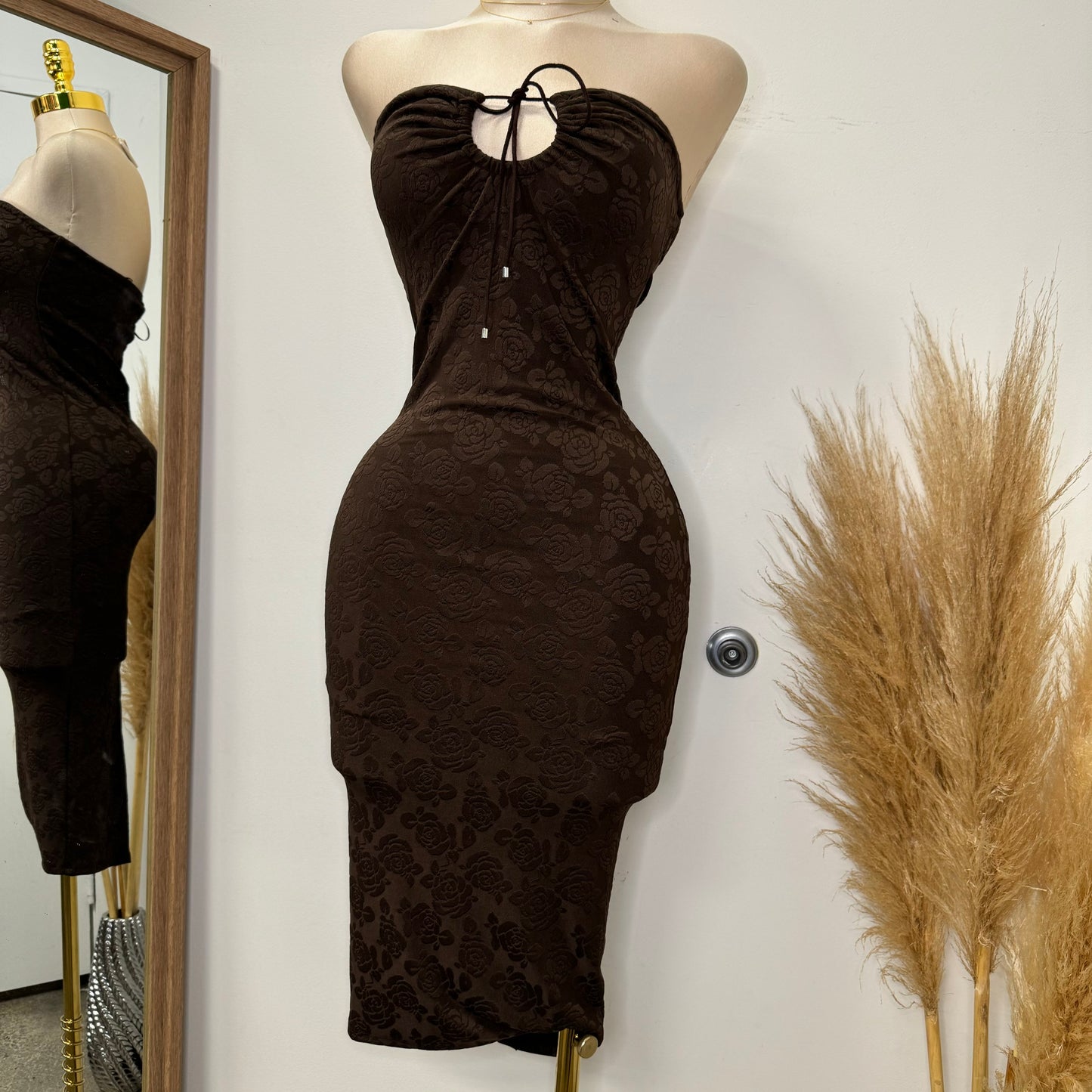 Alerth Tube Mini Dress-Brown