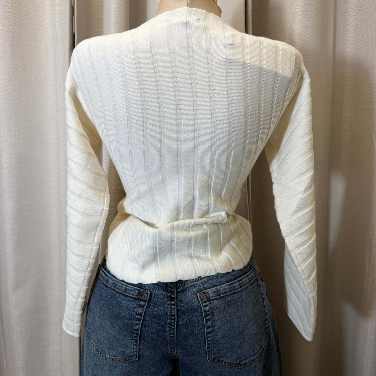 Ribbed knit Top-Ivory