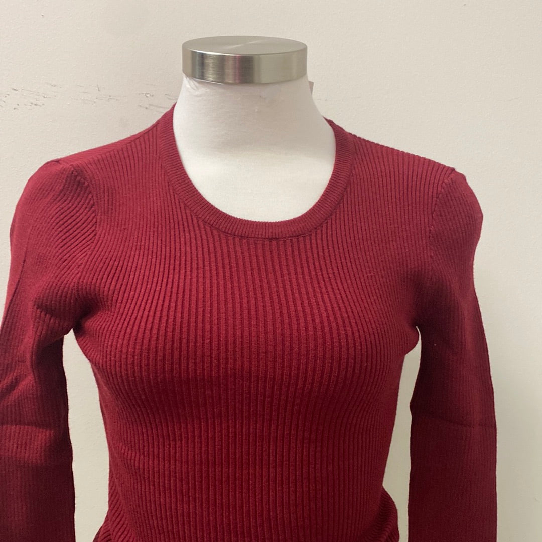 Round Neck Top-Burgundy