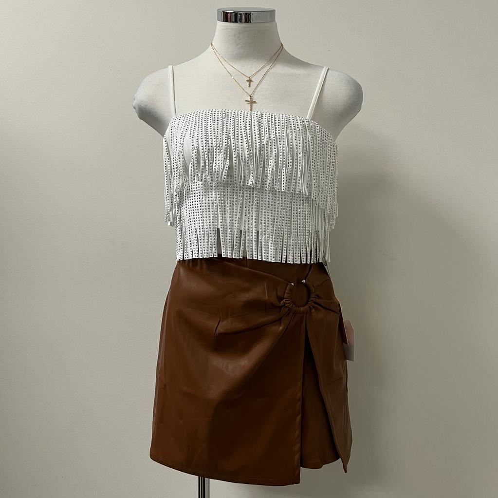 Zaira Fringe Top-White