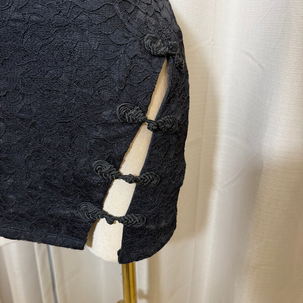 Black Lace Korean Mini Dress-Black
