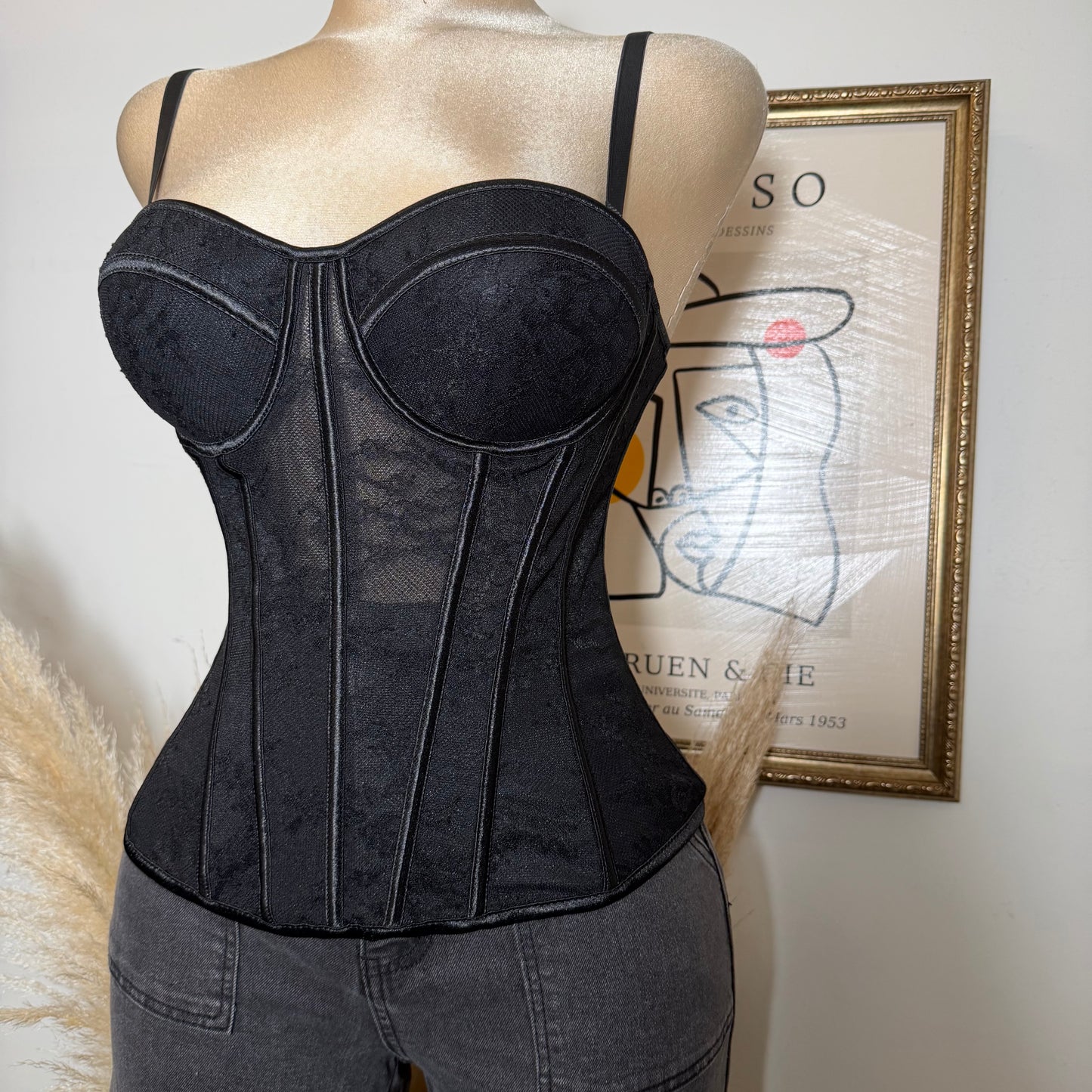 Lace Simple Corset-Black