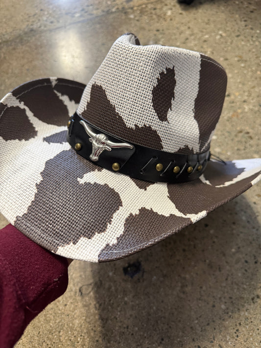 Cow Print Horn Hat-