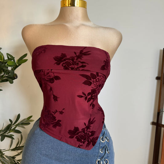 Tube Asymmetrical Hem Top -Burgundy