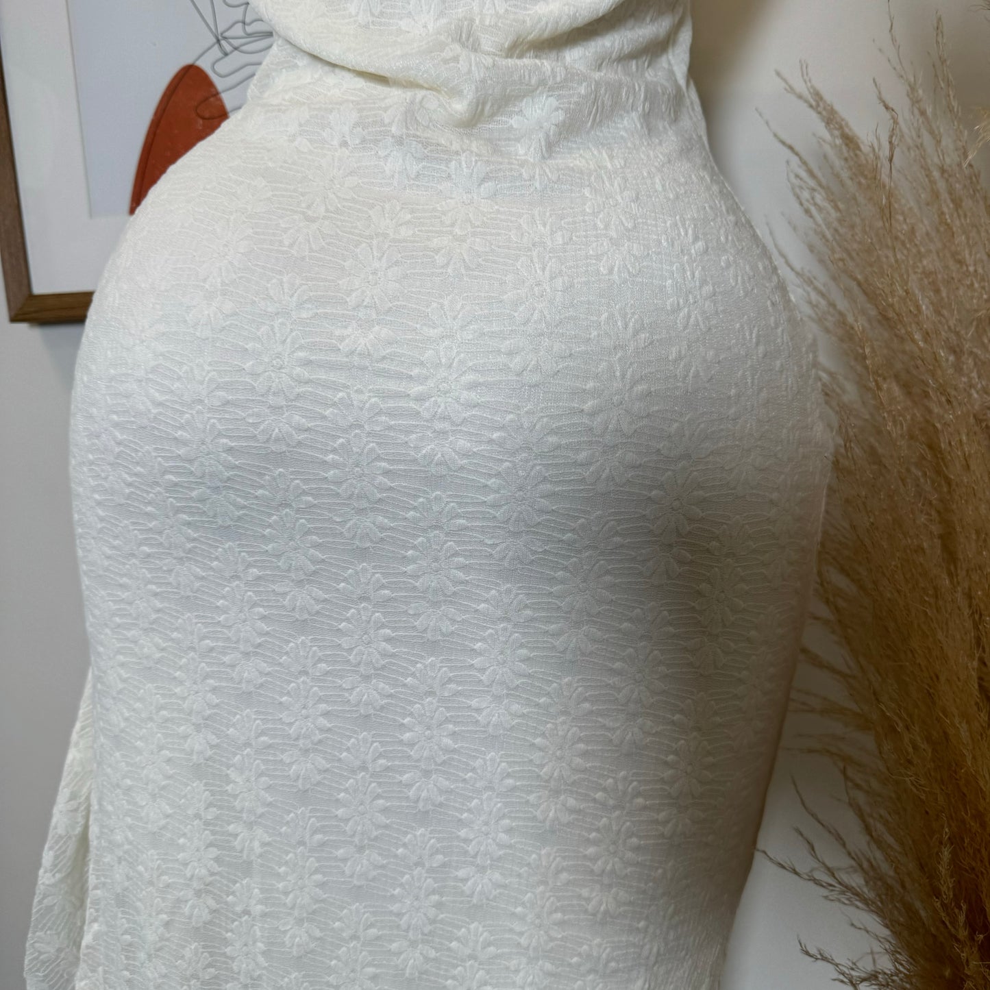 Daisy Asymmetric Skirt Midi Dress-White