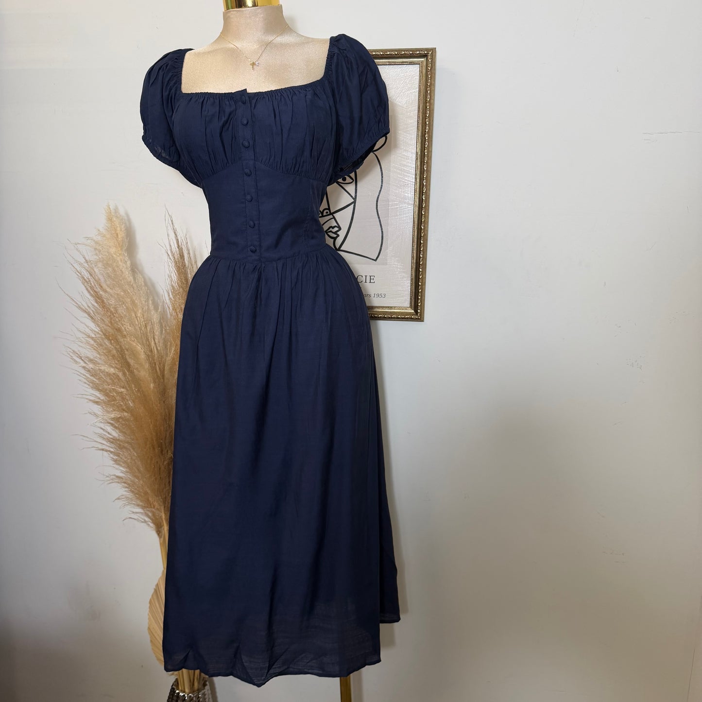 Corset Maxi Dress-Navy