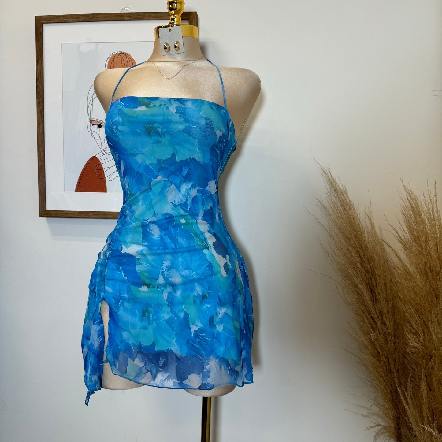 Ay Mama Mesh Dress-Blue