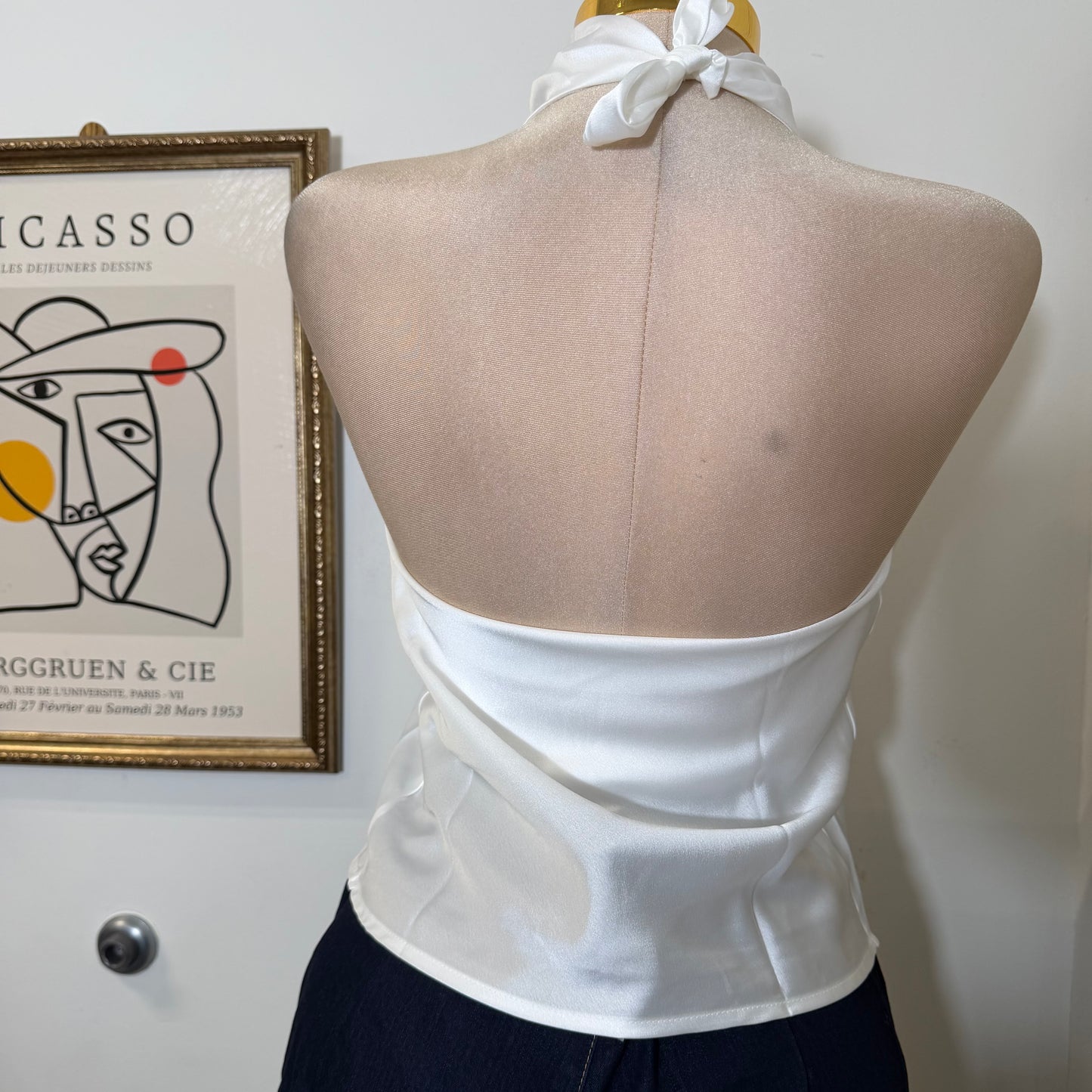 Satin Halter Top-White