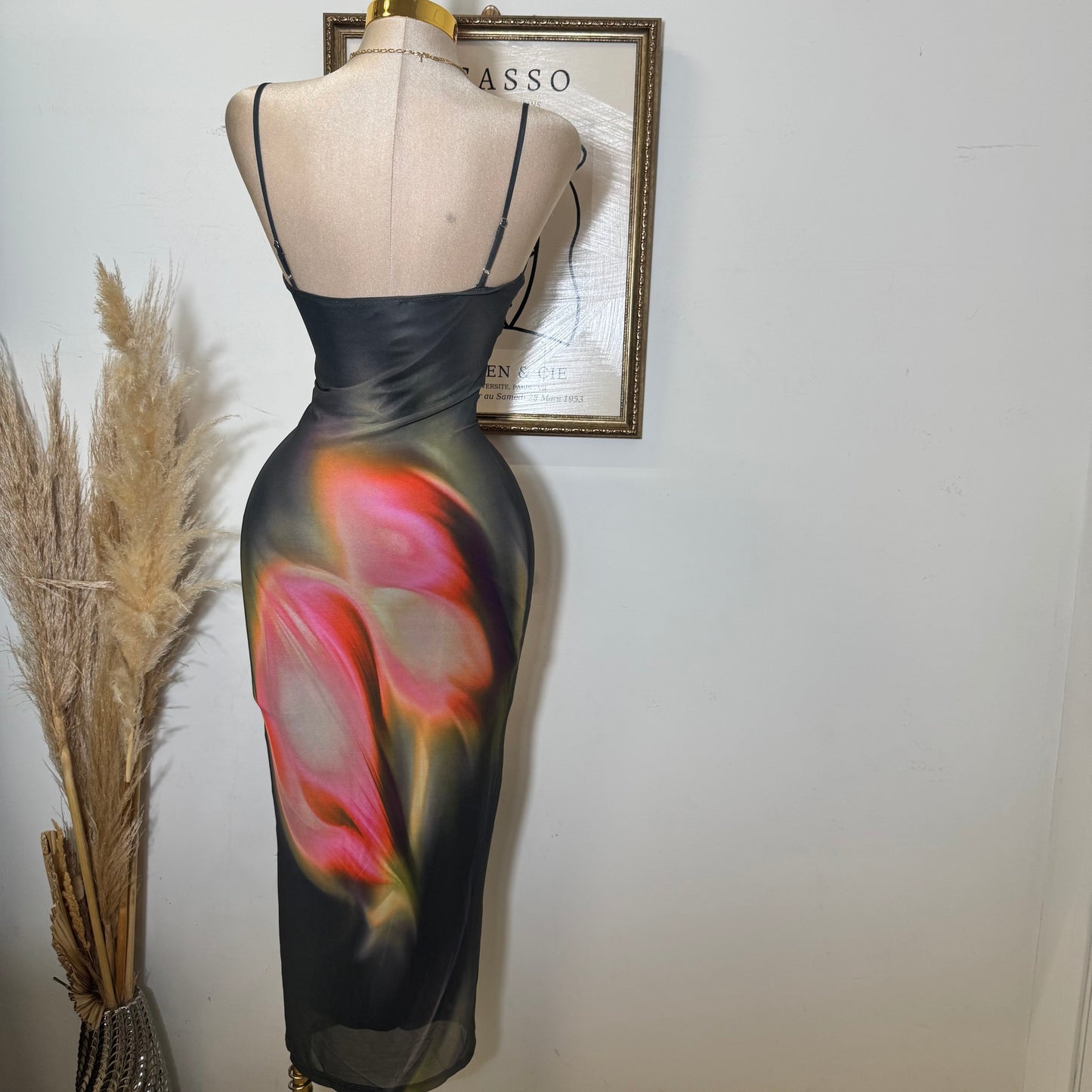 Multicolor Lace Trim Bodycon Midi Dress-Olive