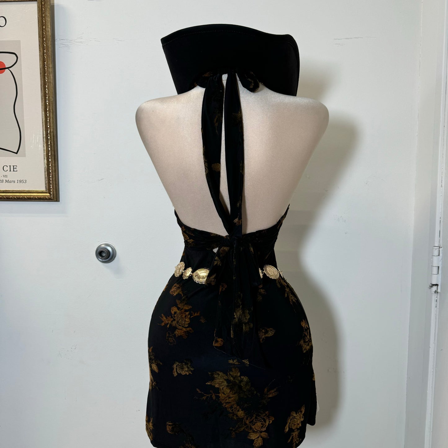 Halter Neck Mini Dress-Black