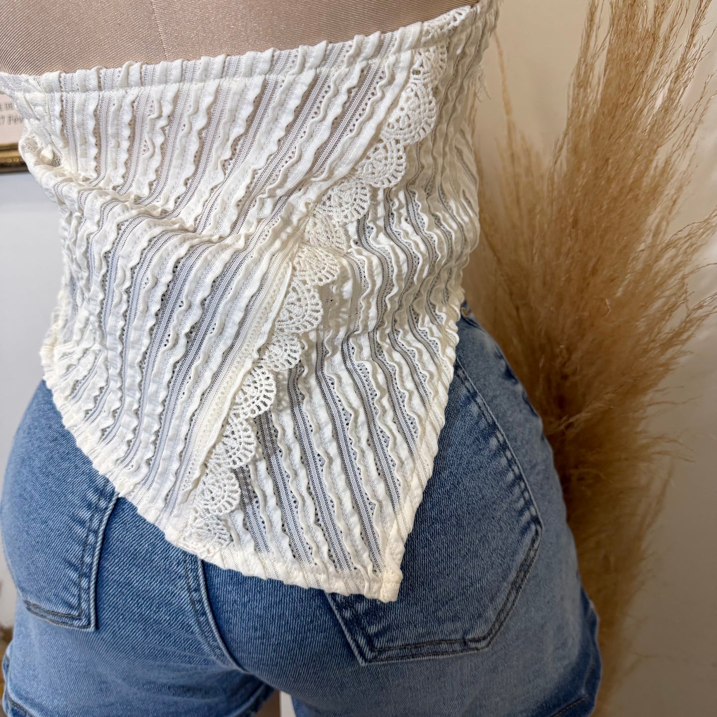 Halter Lace Top-White