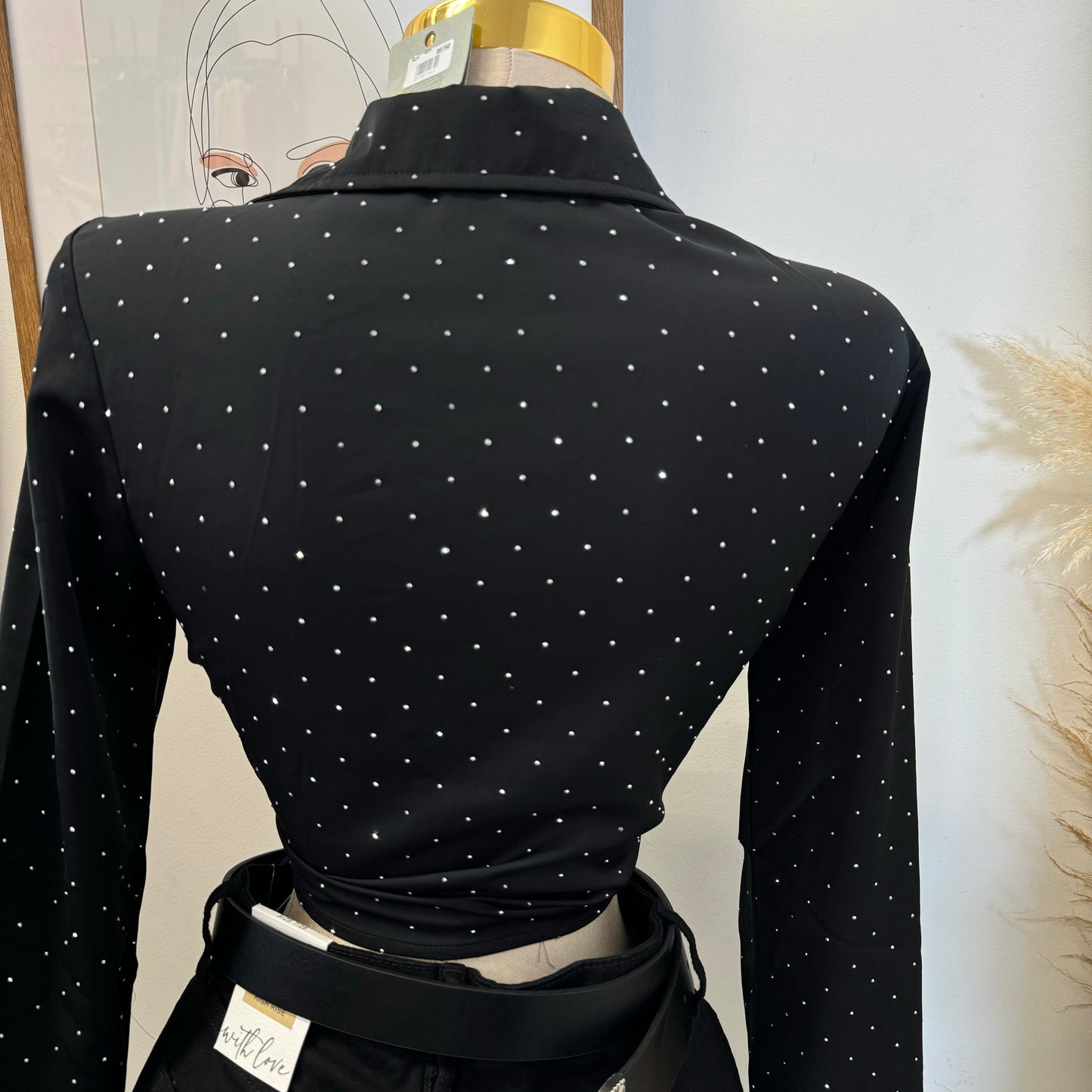 Toreada Rhinestone Top-Black