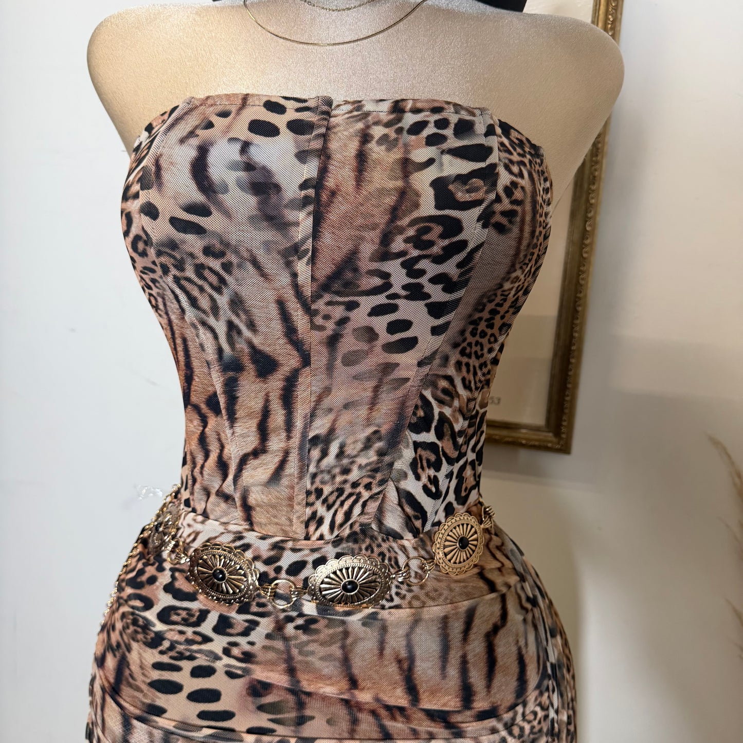 Animal Print Mini Dress-Leopard