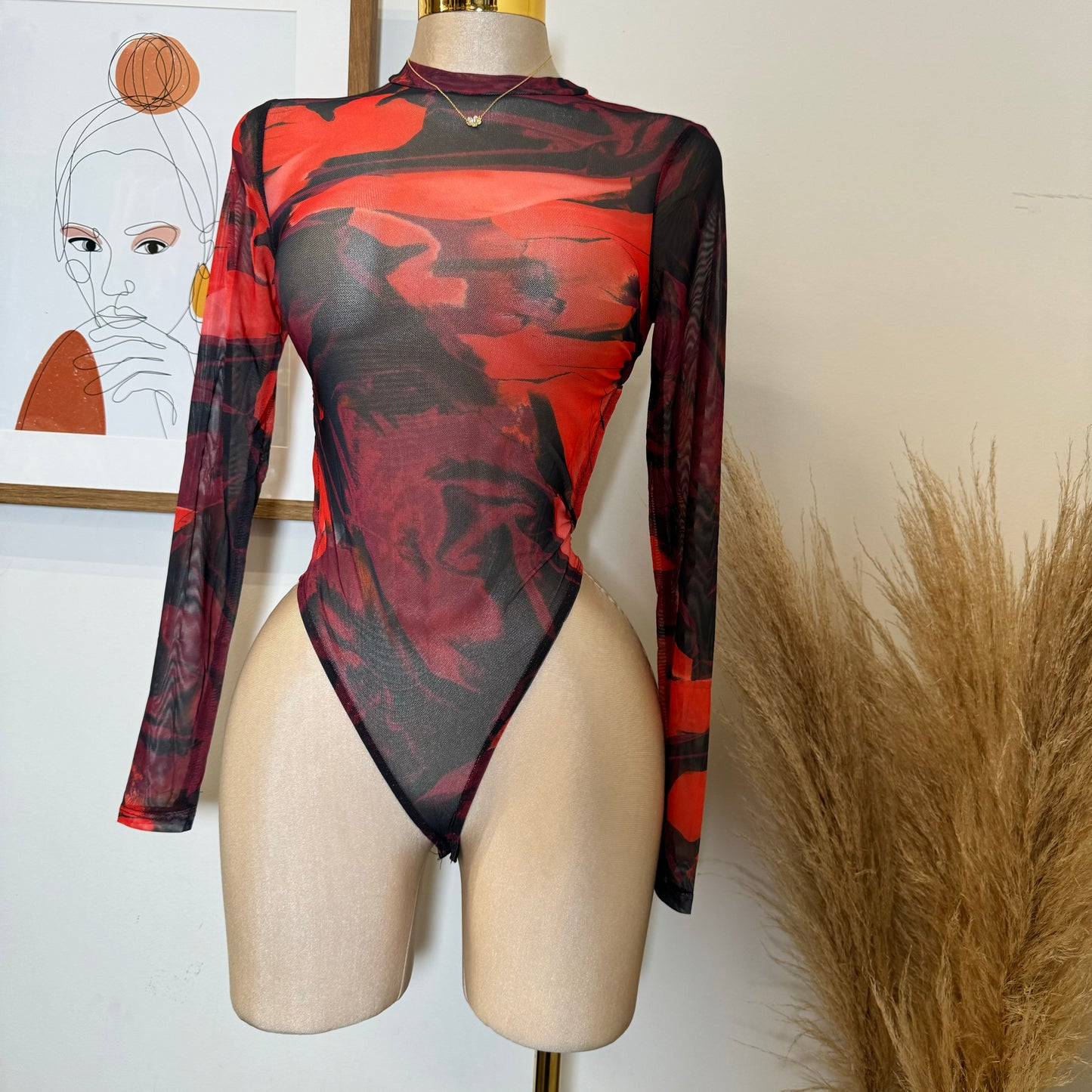 Open Back Bodysuit-Burgundy