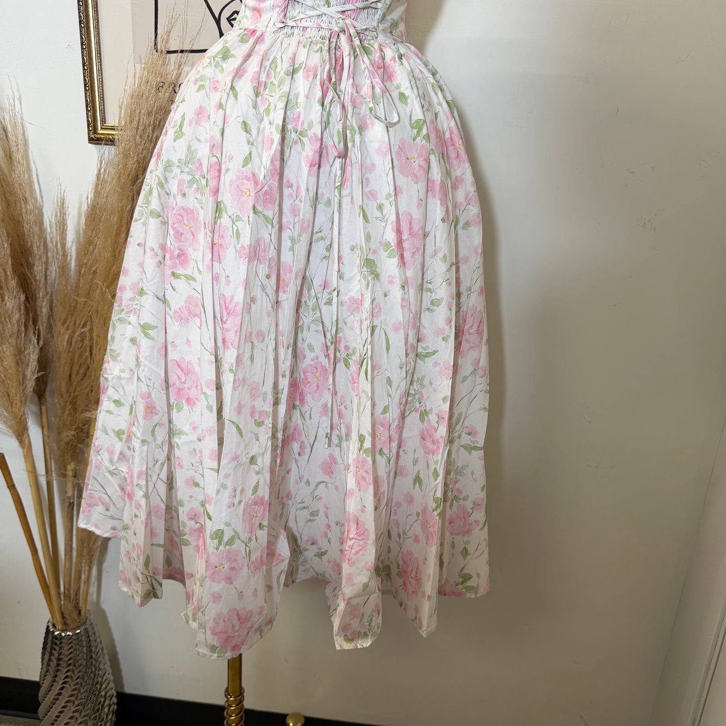 Halter corset Midi Dress-Pink