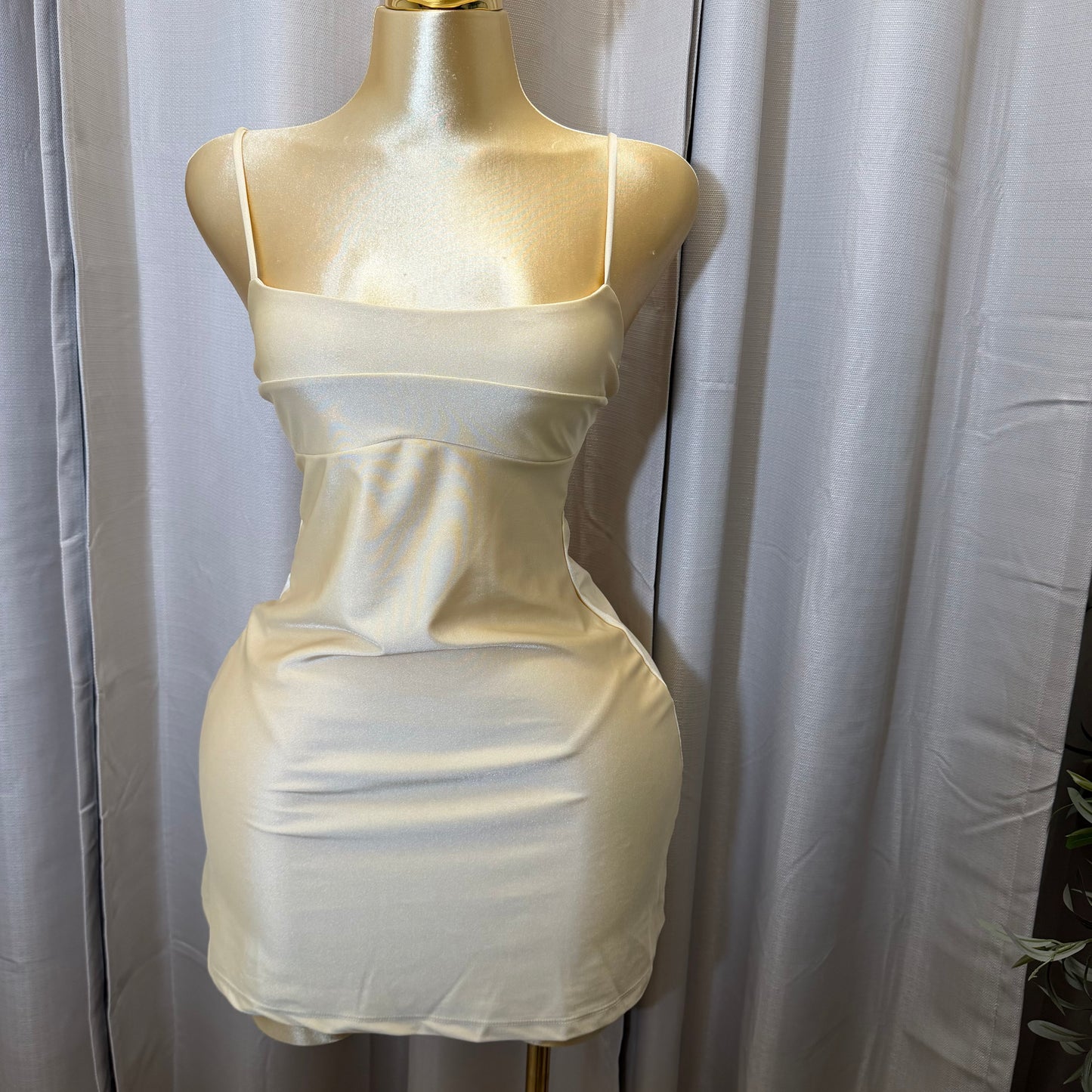 Knit Shakira Spaghetti Straps dress-Butter Cream