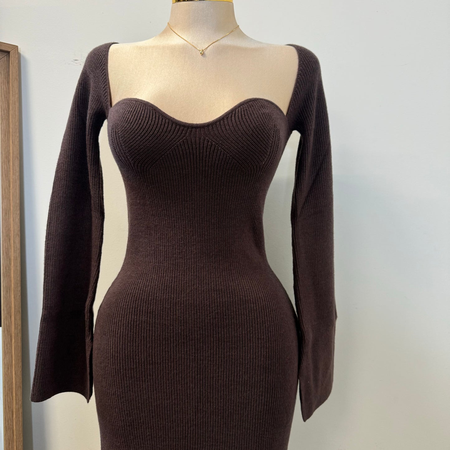Jovana Sweater Dress-Brown