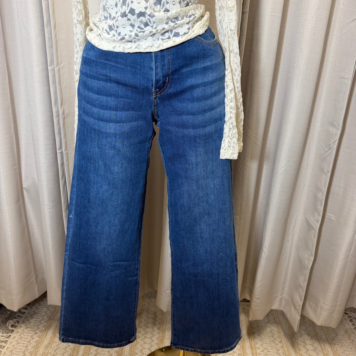 Wide leg  High waisted pants- Blue