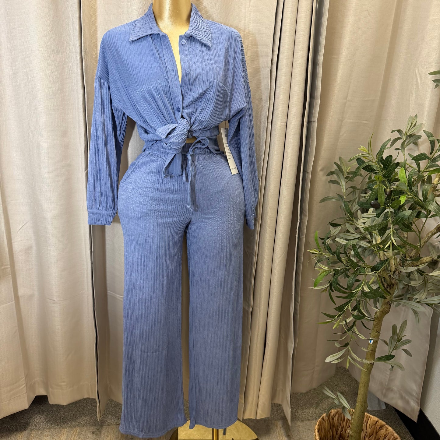 Long sleeve Pant Set-Baby Blue