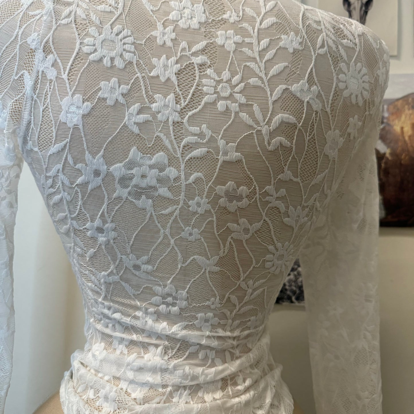 Flower Lace Bodysuit-White