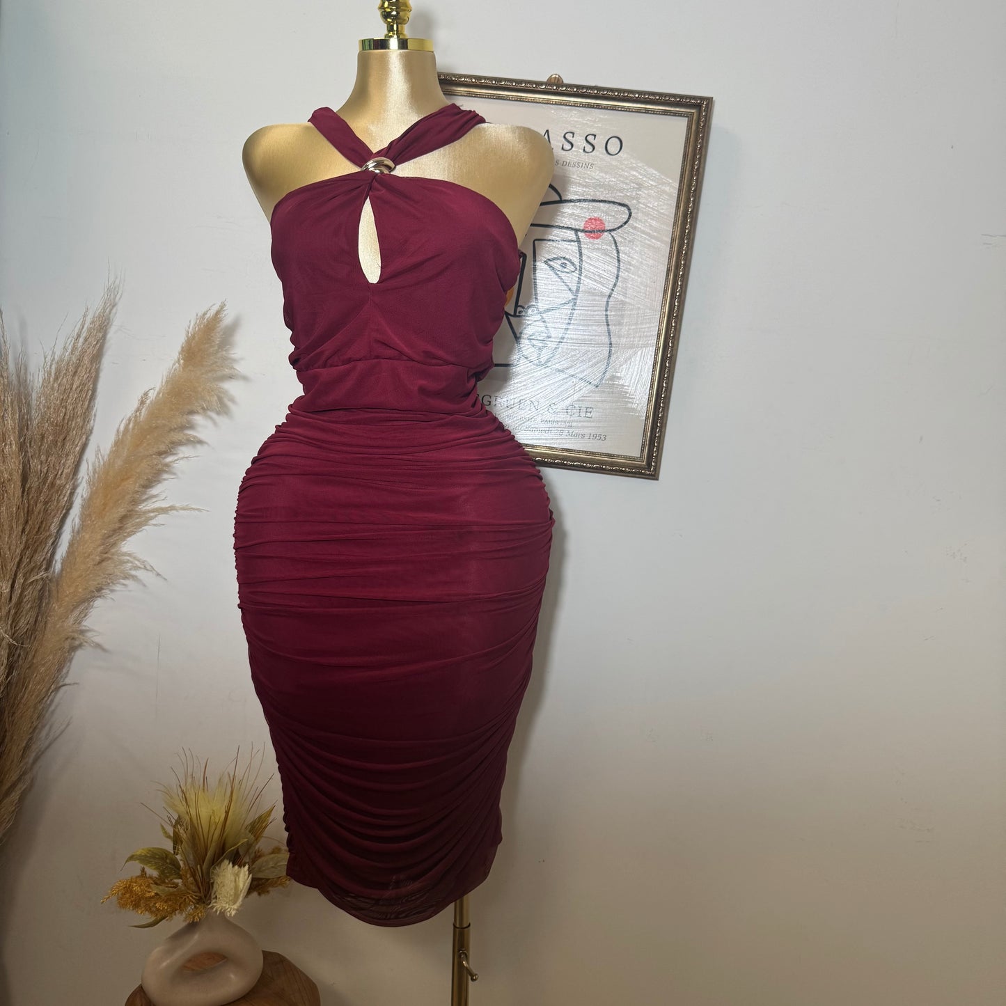 Inara Plus size Dress-Burgundy