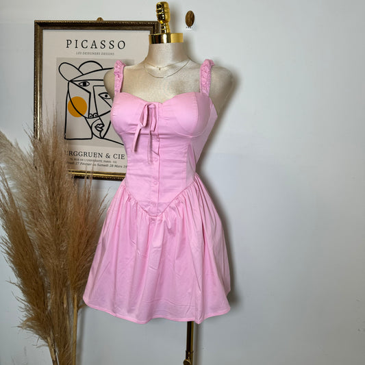 Coqueta Picnic Flare Dress-Pink