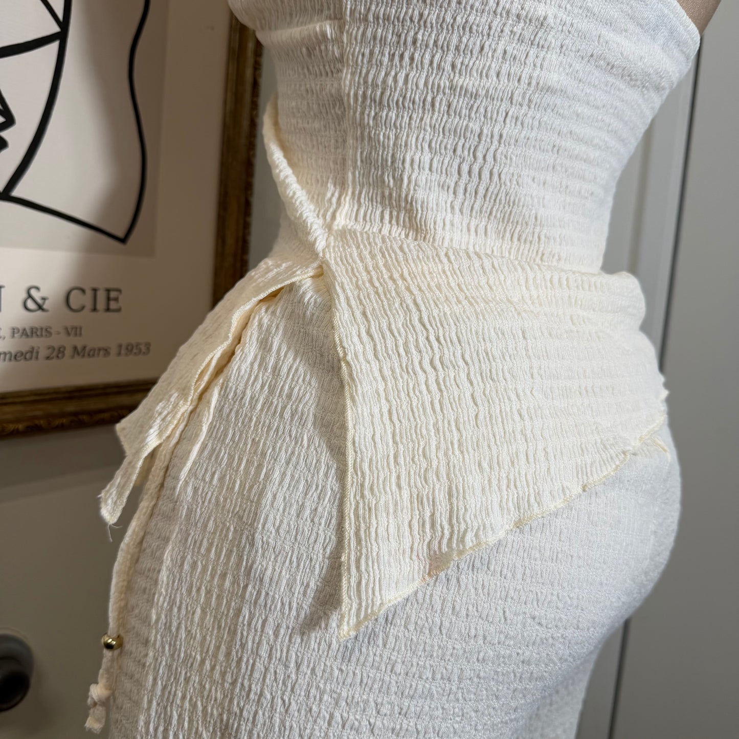 Asymmetrical hem Halter Top Wide leg Set-Ivory