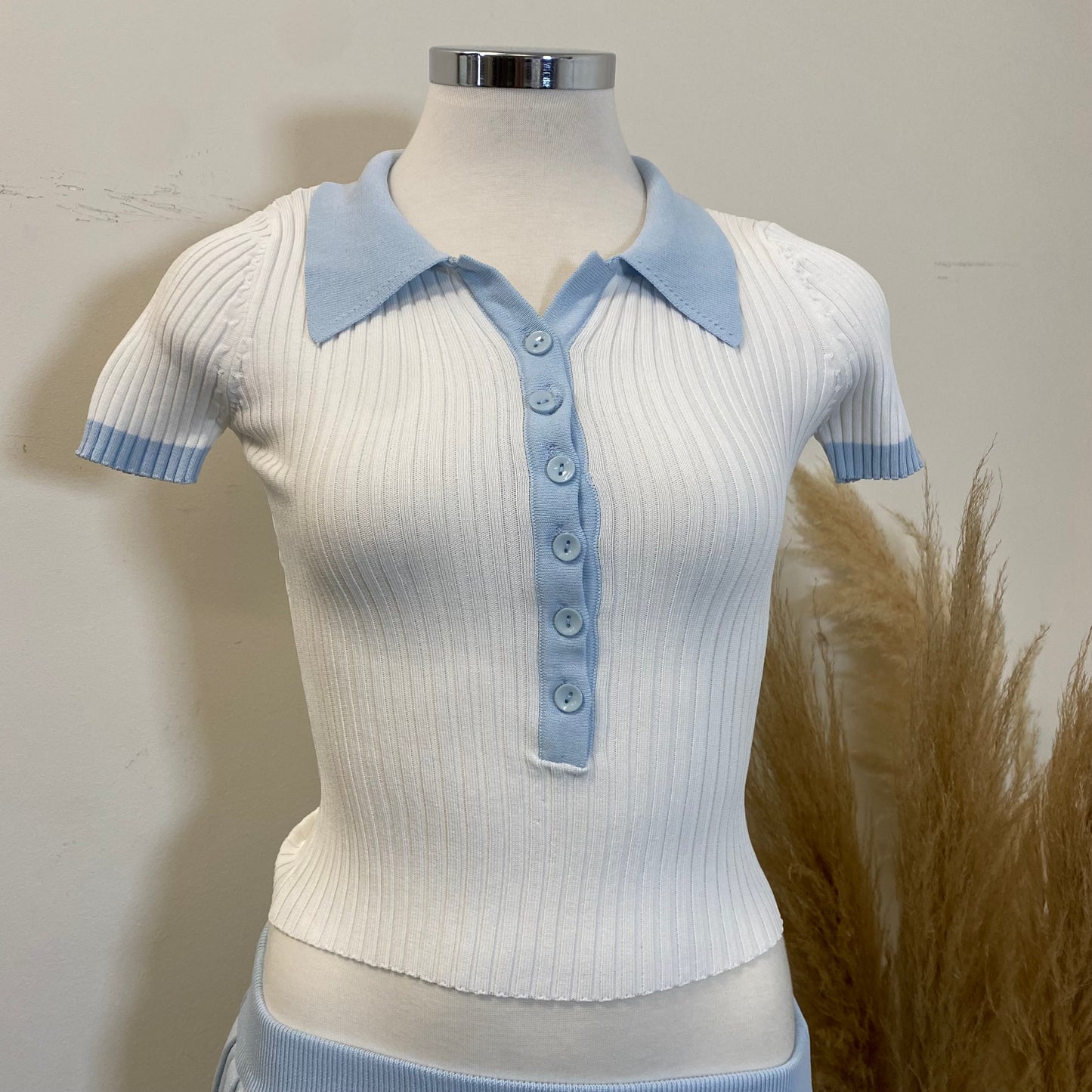 Tennis Collar skirt set-baby Blue