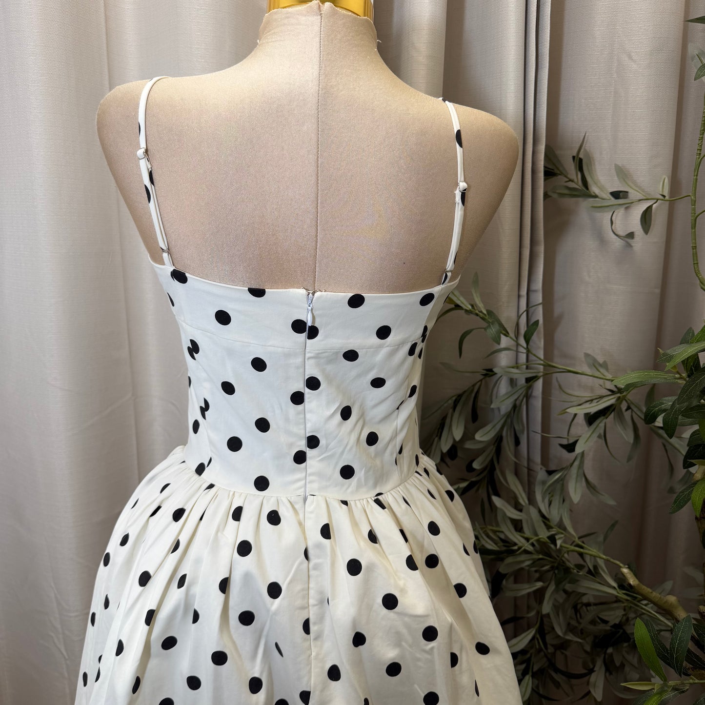 Polka Dot Corset Dress-White/Black