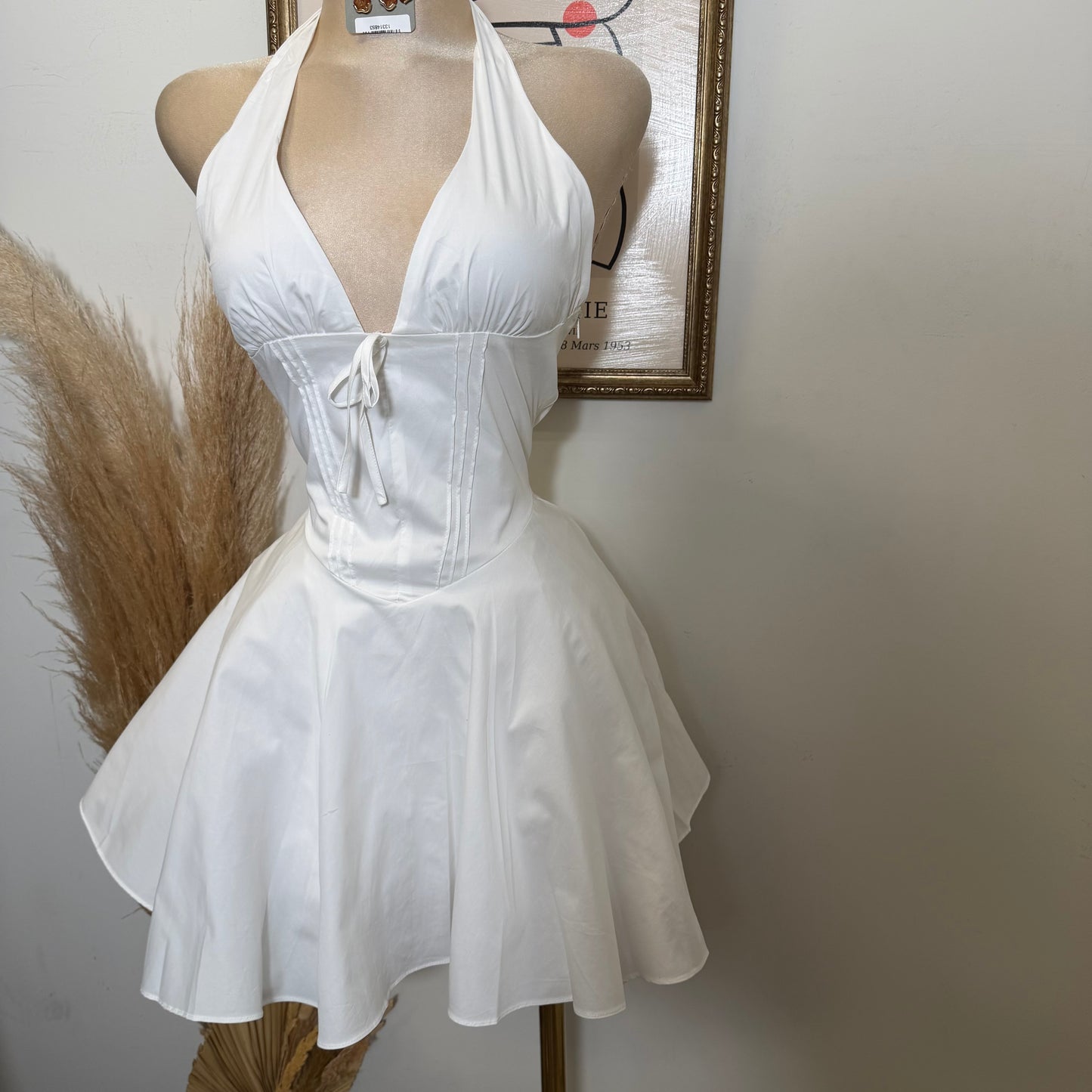 Angela Corset Halter Dress-White