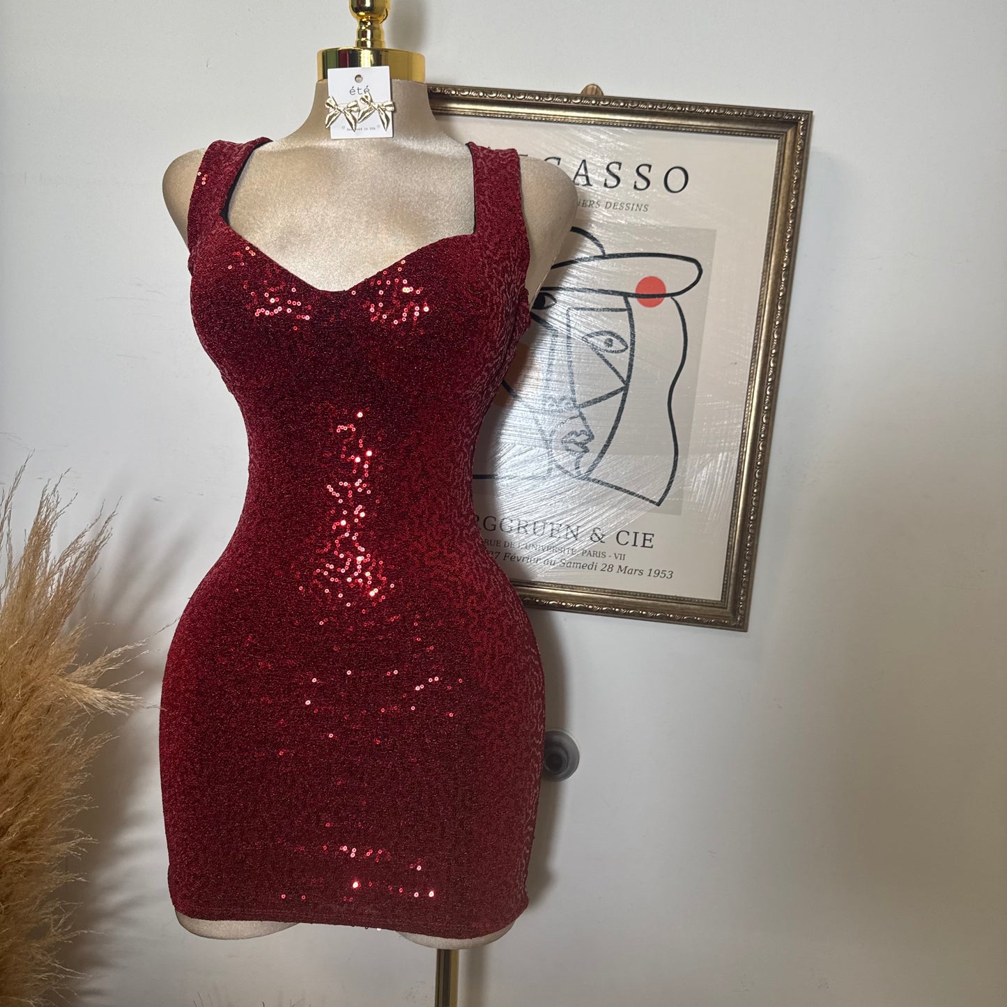 Sequin Dress-Red