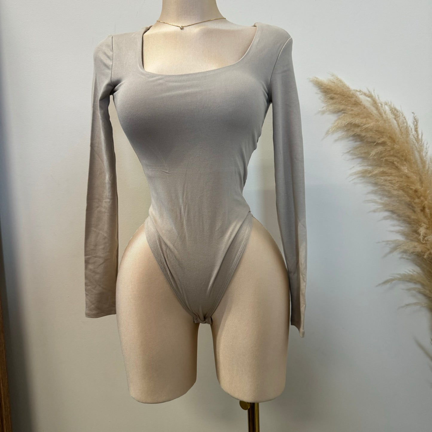 Basic Long sleeve Bodysuit-Taupe