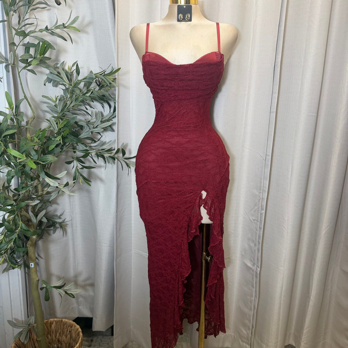 Mismaloya Dress-Lace Burgundy