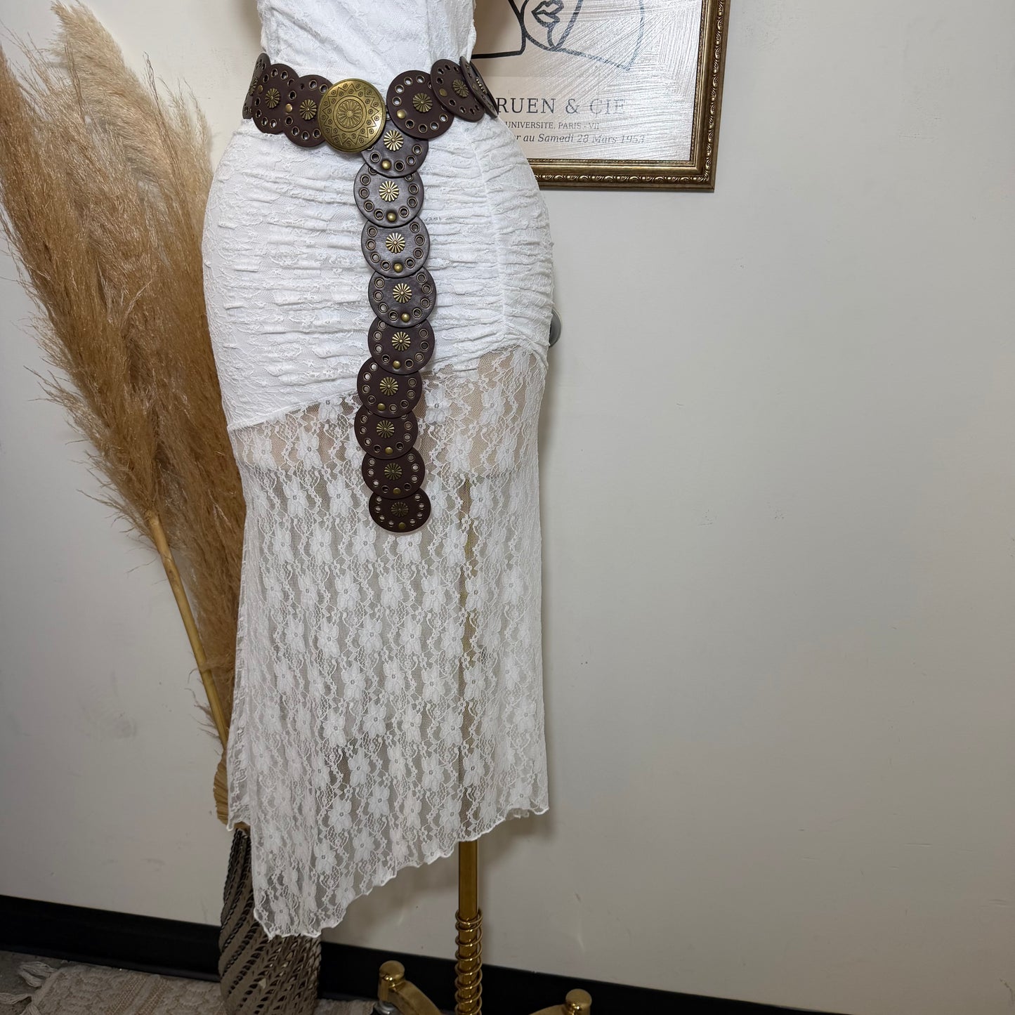 Lace Ruched Halter Maxi Dress-Ivory