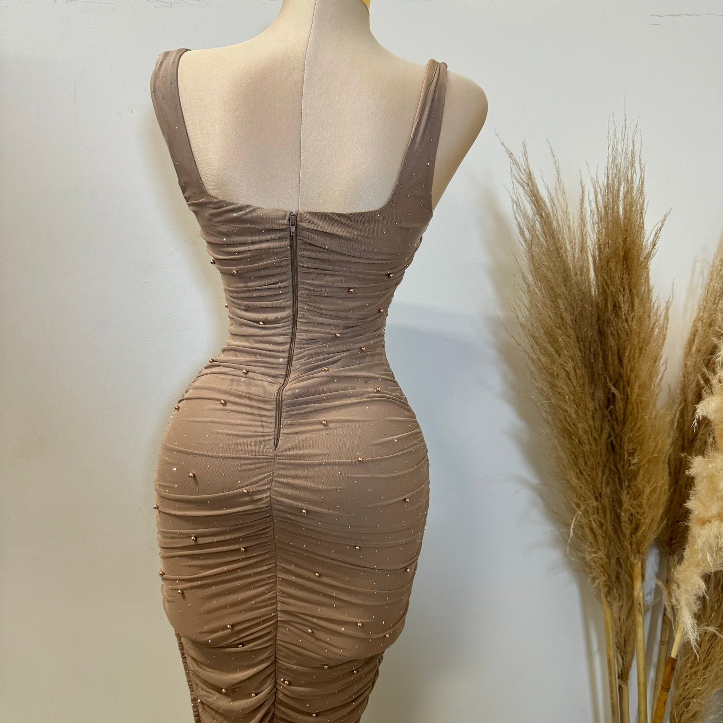 Luz Mesh Dress-Nude