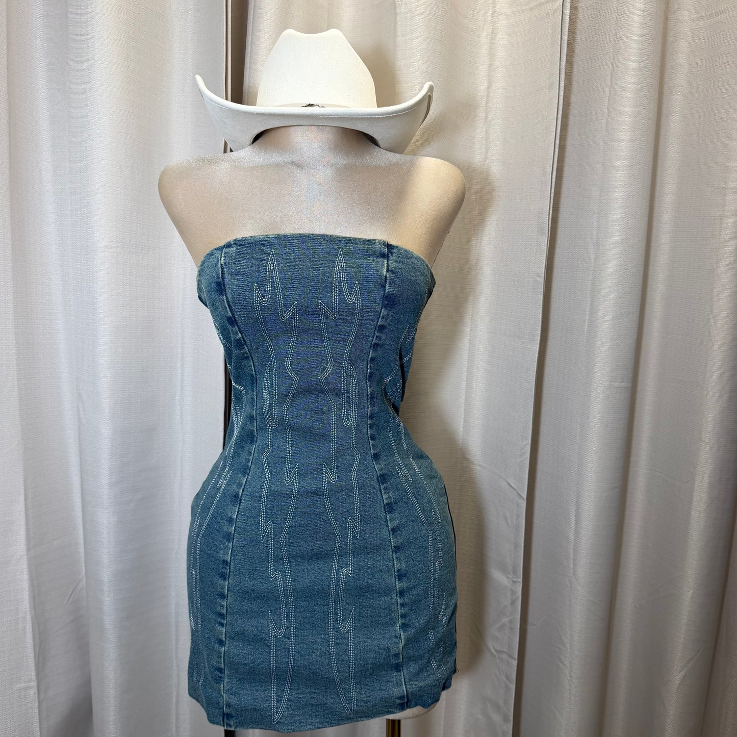 Taymara Corset Dress-Denim