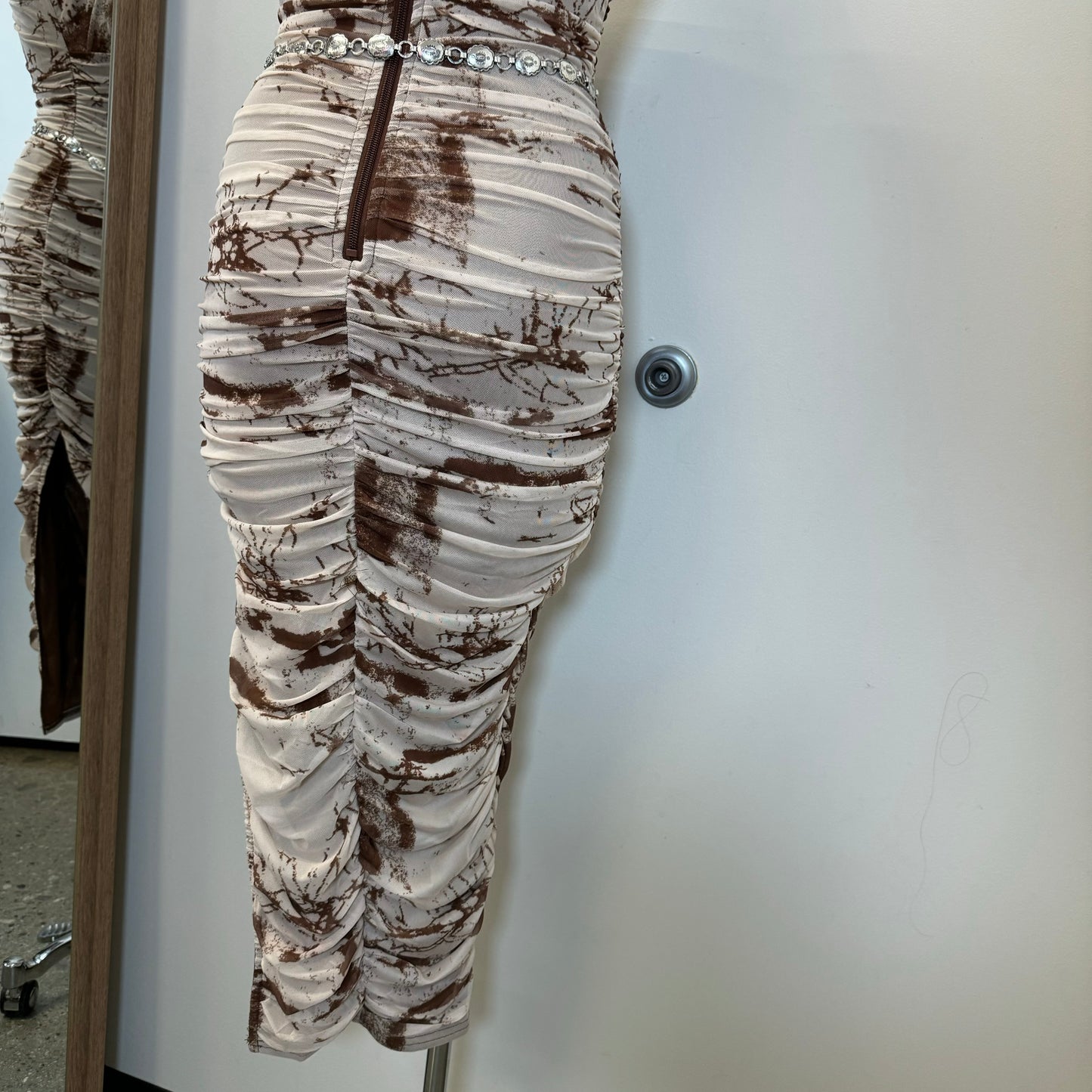 Azari Dress-Brown/white