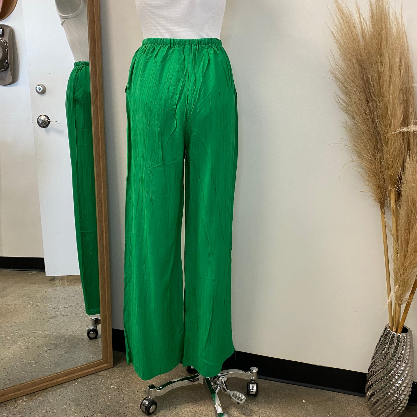 Sayra linen Wide leg Pants-Green