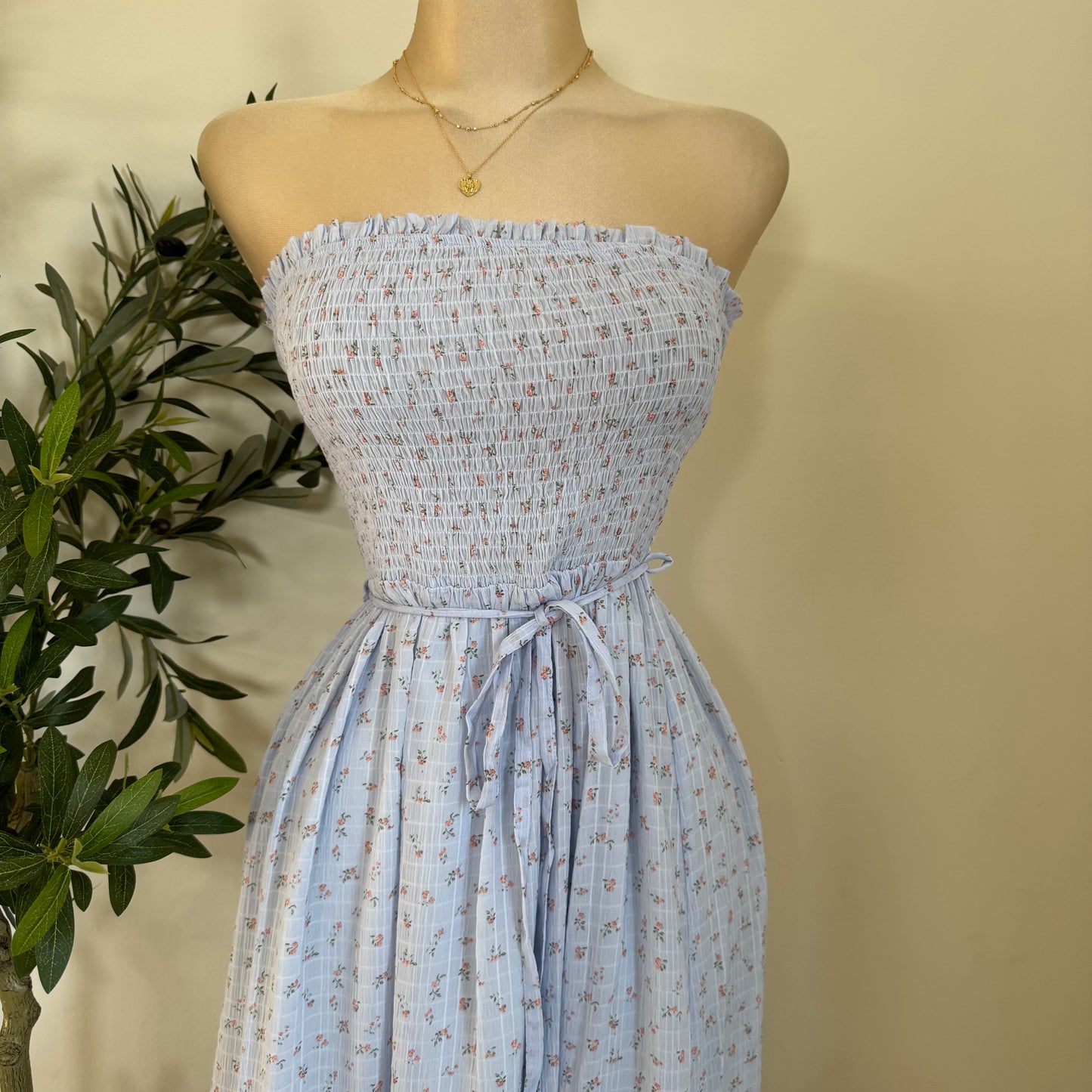 Strapless Maxi Dress-Baby Blue