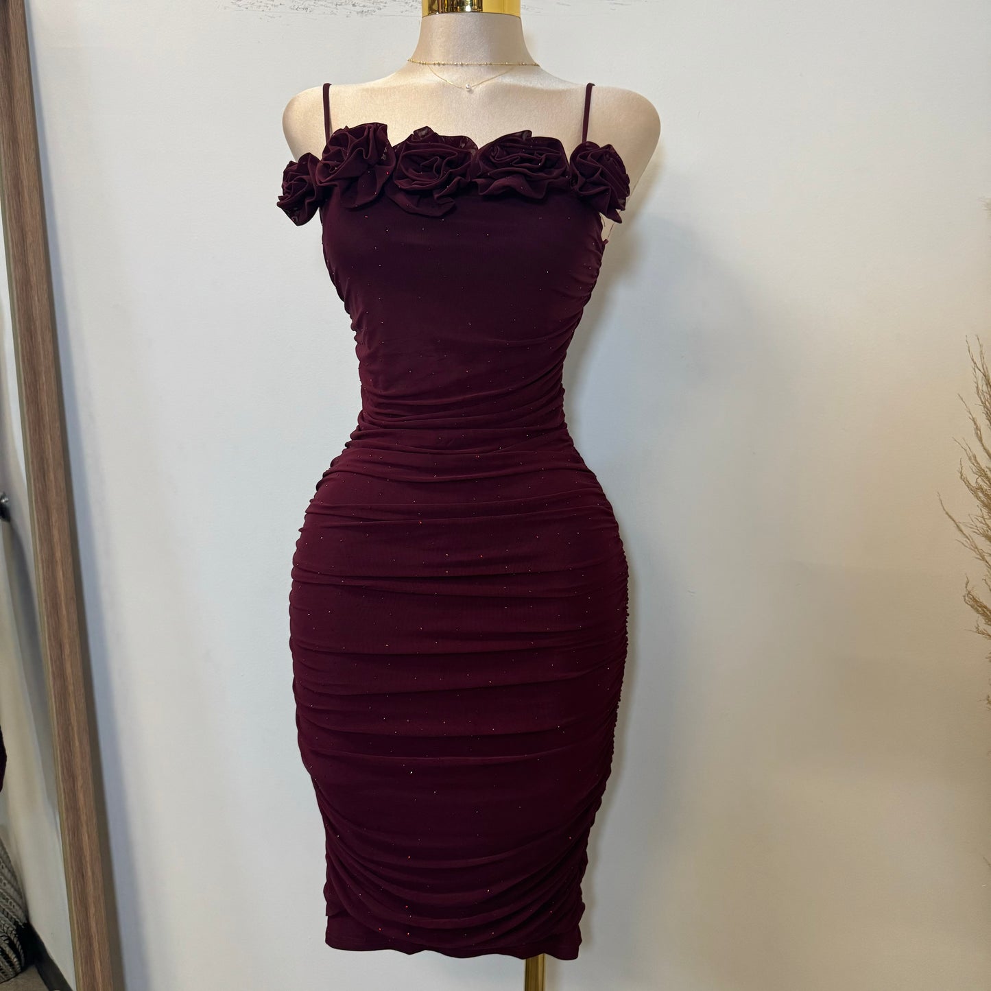 Audrina Dress-Burgundy