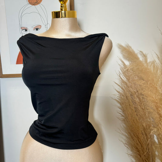 Asymmetrical Double Layered Top-Black