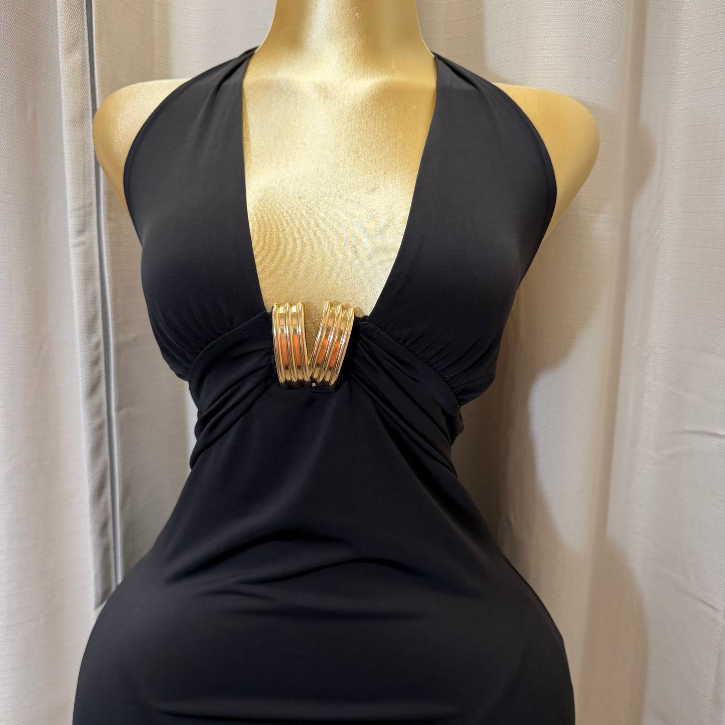 PL-Halter Midi Dress-Black