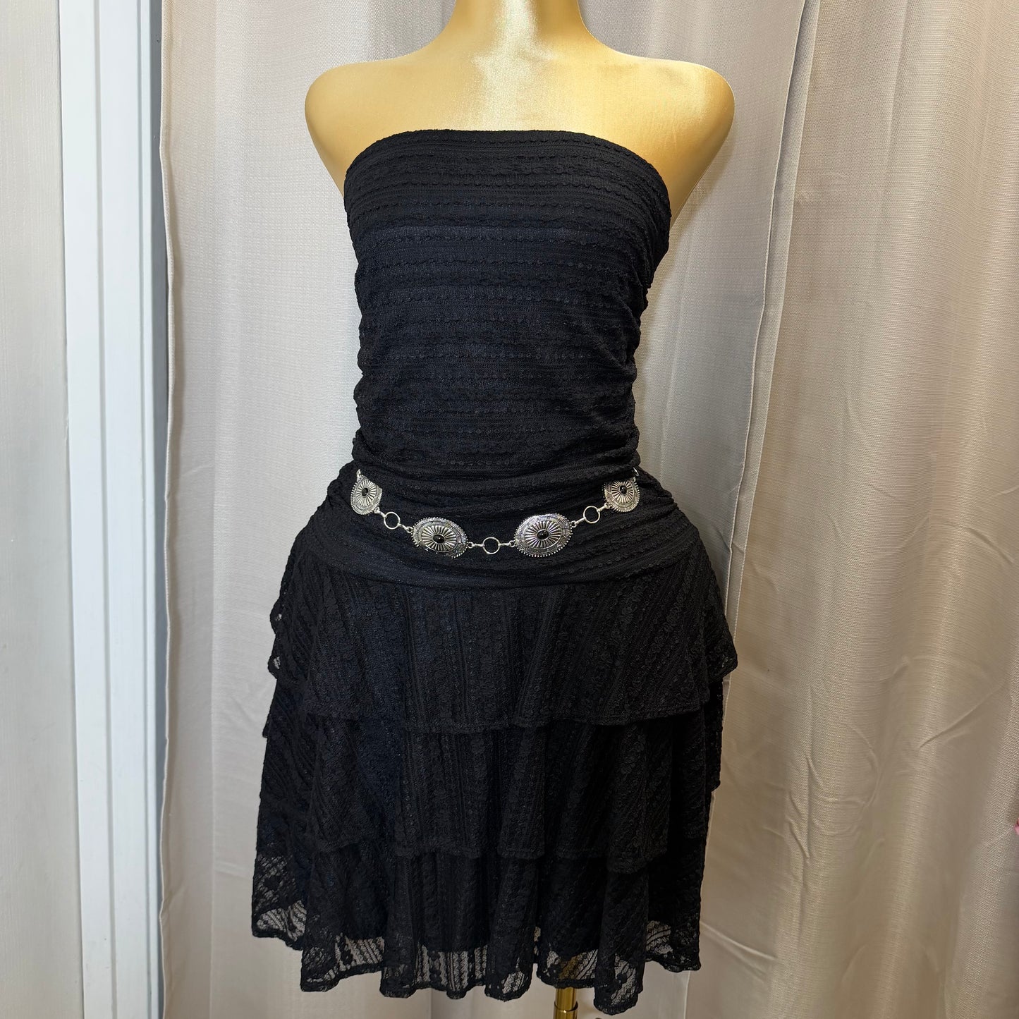 PL-Ruffle Tube Dress-Black