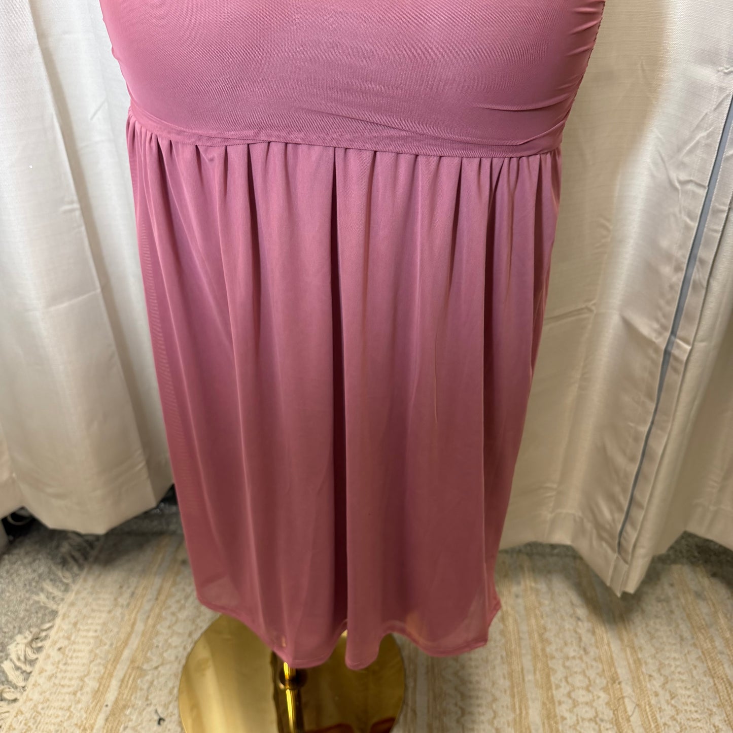 V Neck Mesh Maxi Dress-Pink