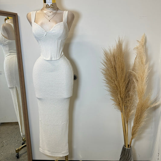 Cancun Corset Skirt Two Piece -White