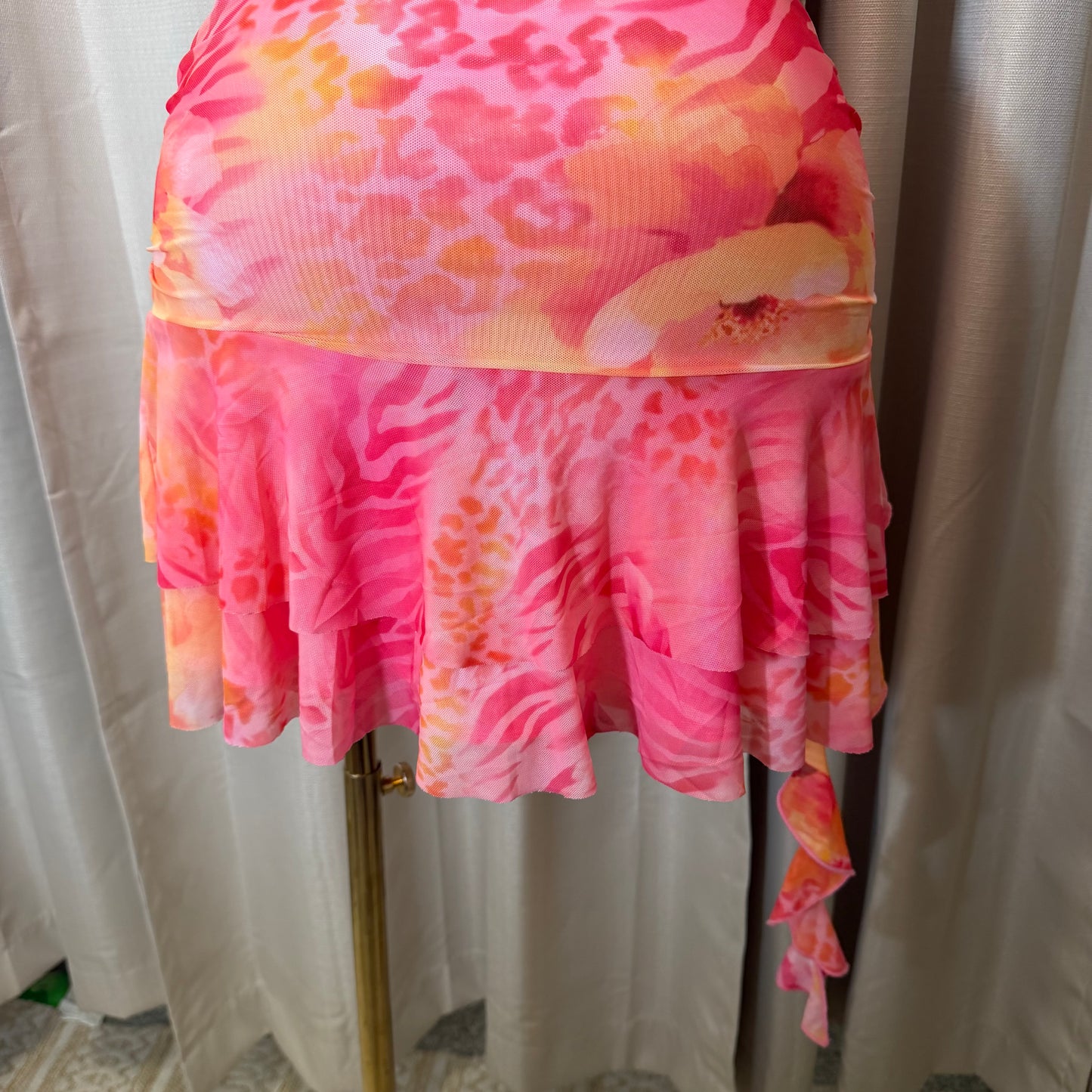 Halter Leopard flower Dress-Pink